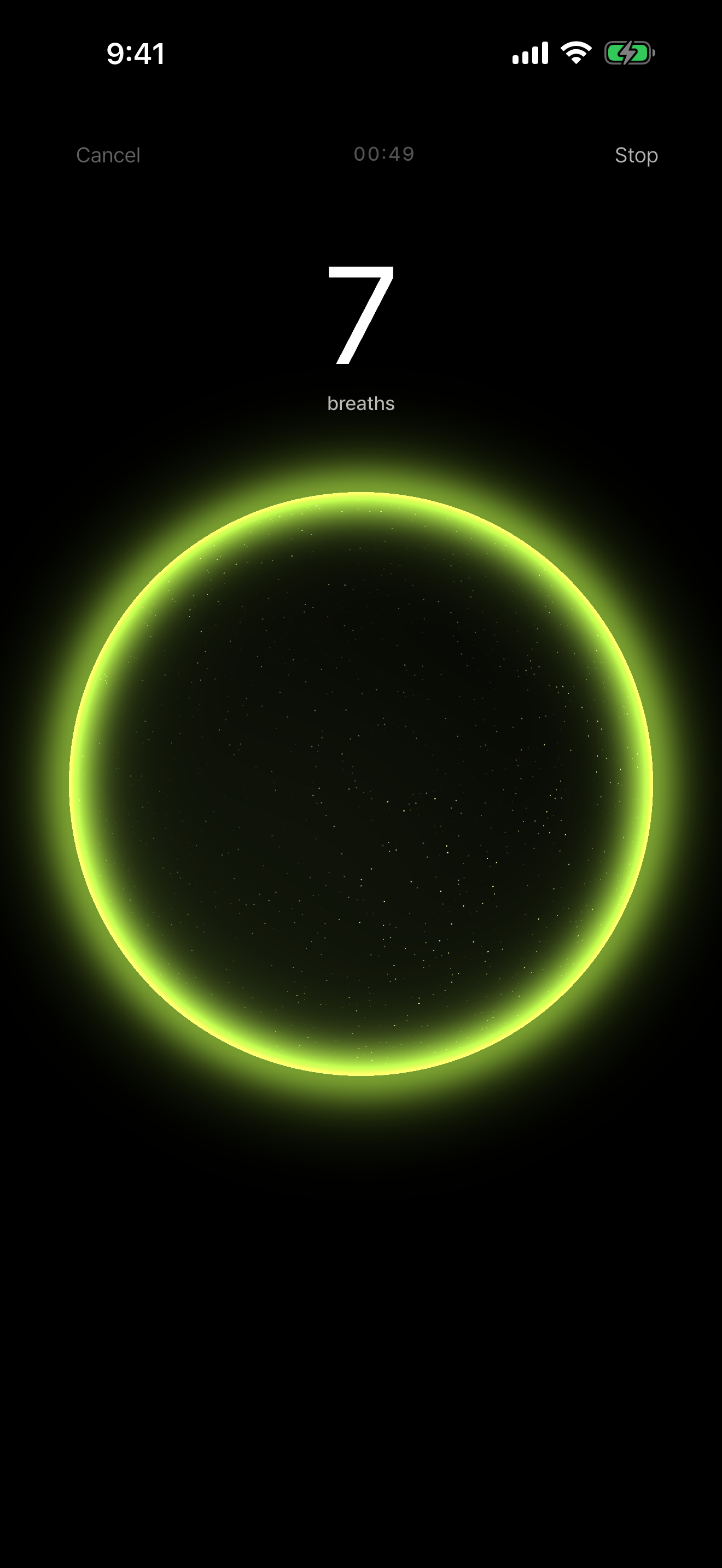 Meditation session screen