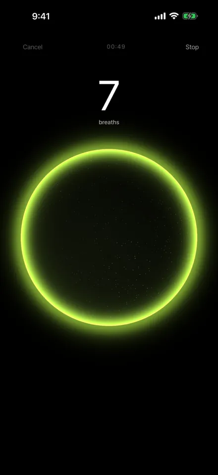 Meditation session screen